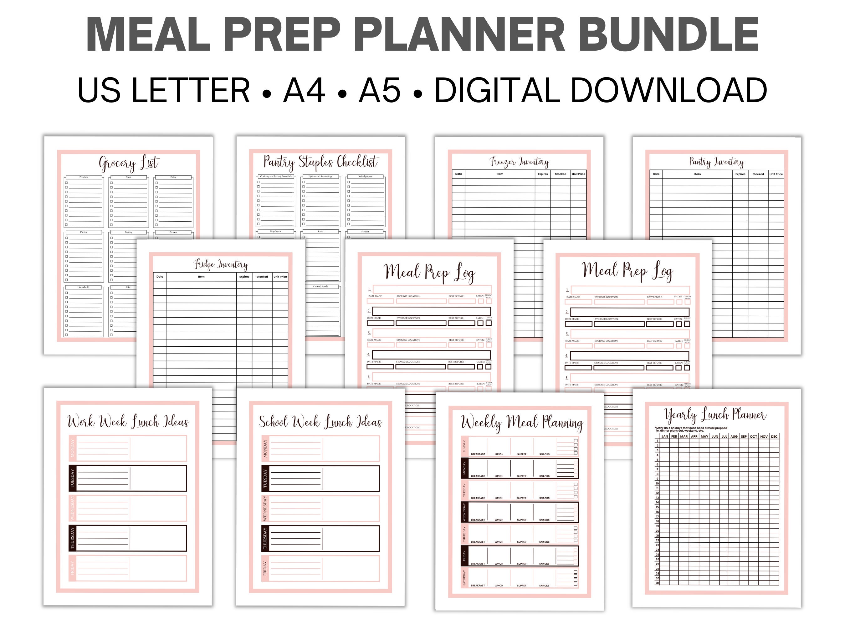Meal Planner Printable Meal Prep Planner Instant Download PDF Print Meal Planner Printable Meal Prep Planner Instant Download PDF Print