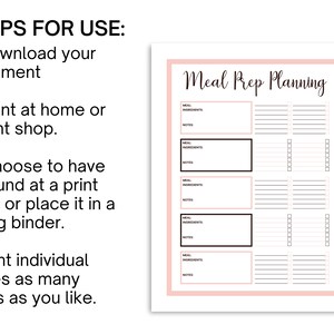 Meal Planner Printable, Meal Prep Planner, Instant Download, PDF Print ...