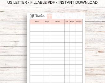 Christmas Gift Tracker Printable | Editable PDF, US Letter (Instant Download)