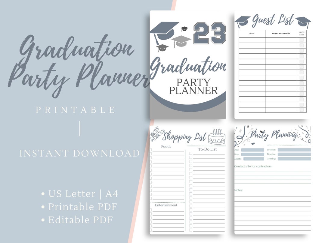 Simple Graduation Party Planner Printable, Party Planning, PDF Download ...