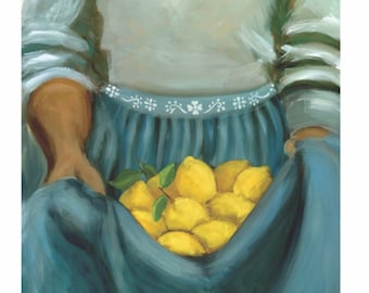 Abuelita Lemonade Art Print, Mexican Folk Kitchen Art (11x14)
