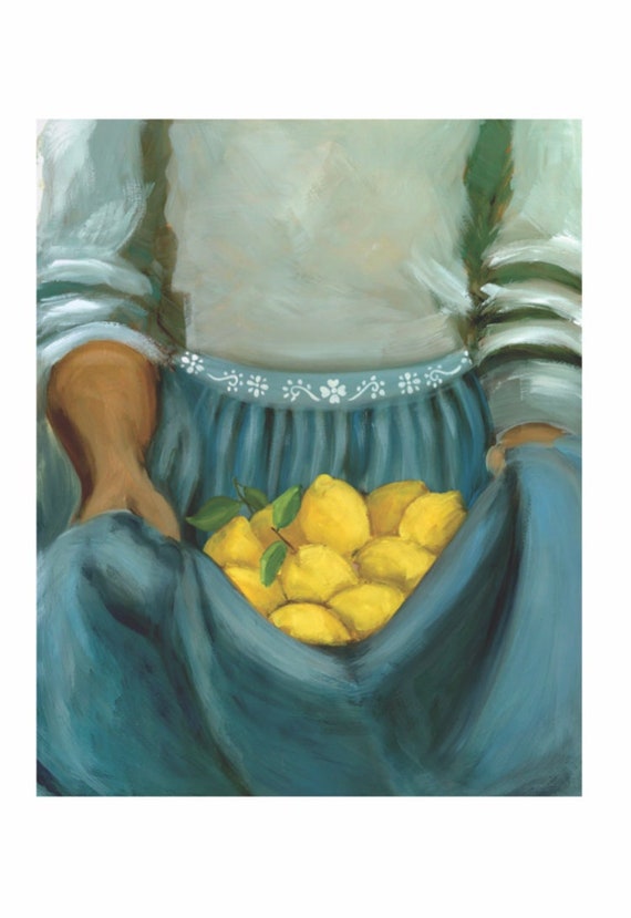 Abuelita Lemonade Art Print, Mexican Folk Kitchen Art (11x14)
