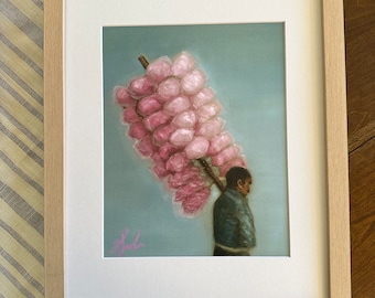 Cotton Candy Art Print, Mexican Folk Art, 11x14