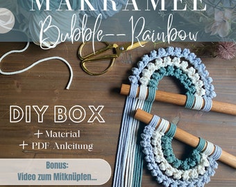 DIY-Set Makramee Regenbogen | PDF Anleitung und Video-Anleitung für Anfänger und Fortgeschrittene