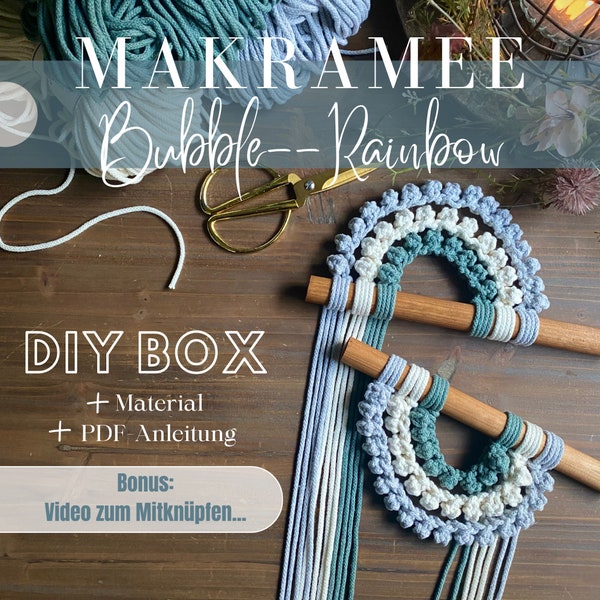 DIY-Set Makramee Regenbogen | PDF Anleitung und Video-Anleitung für Anfänger und Fortgeschrittene