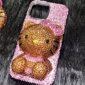Coque de portable Hello Kitty Junk avec strass et breloques faite main