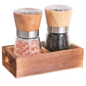 Refillable Glass Salt and Pepper Grinder Set of 2 Coarseness