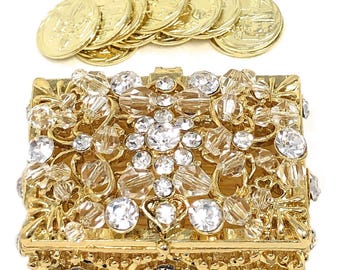 Ensemble Arras de Boda : pièces de l'unité de mariage en or avec boîte souvenir en strass