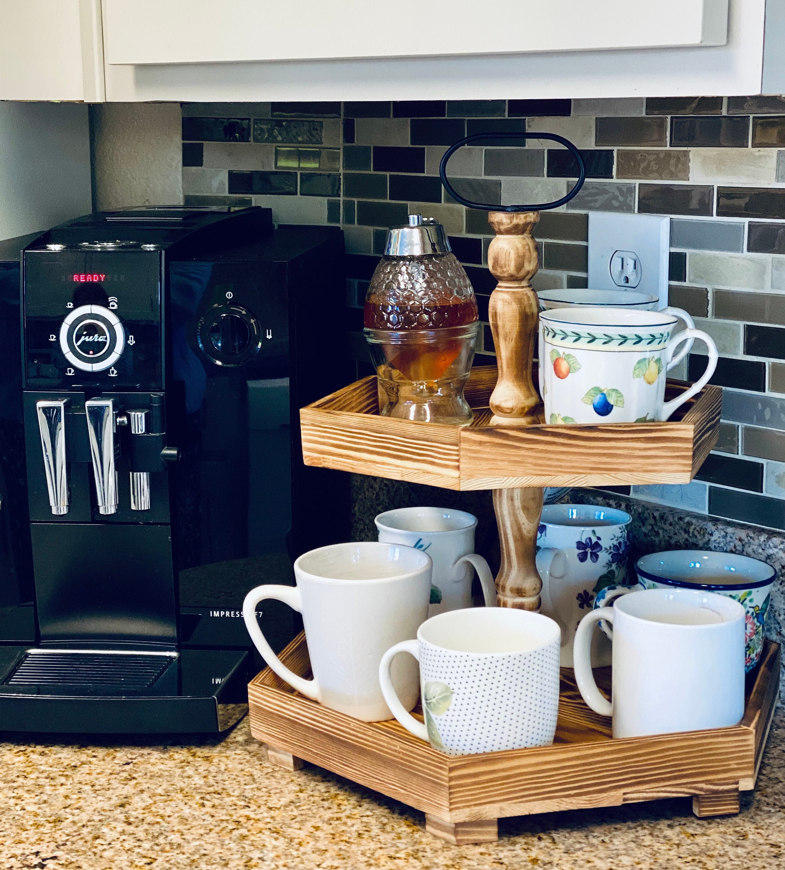 Tiered Serving Tray Wood Stand for Coffee Bar Farmhouse Etsy