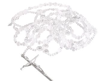 Lasso de mariage en cristal : chapelet surdimensionné avec crucifix, cordon Unity