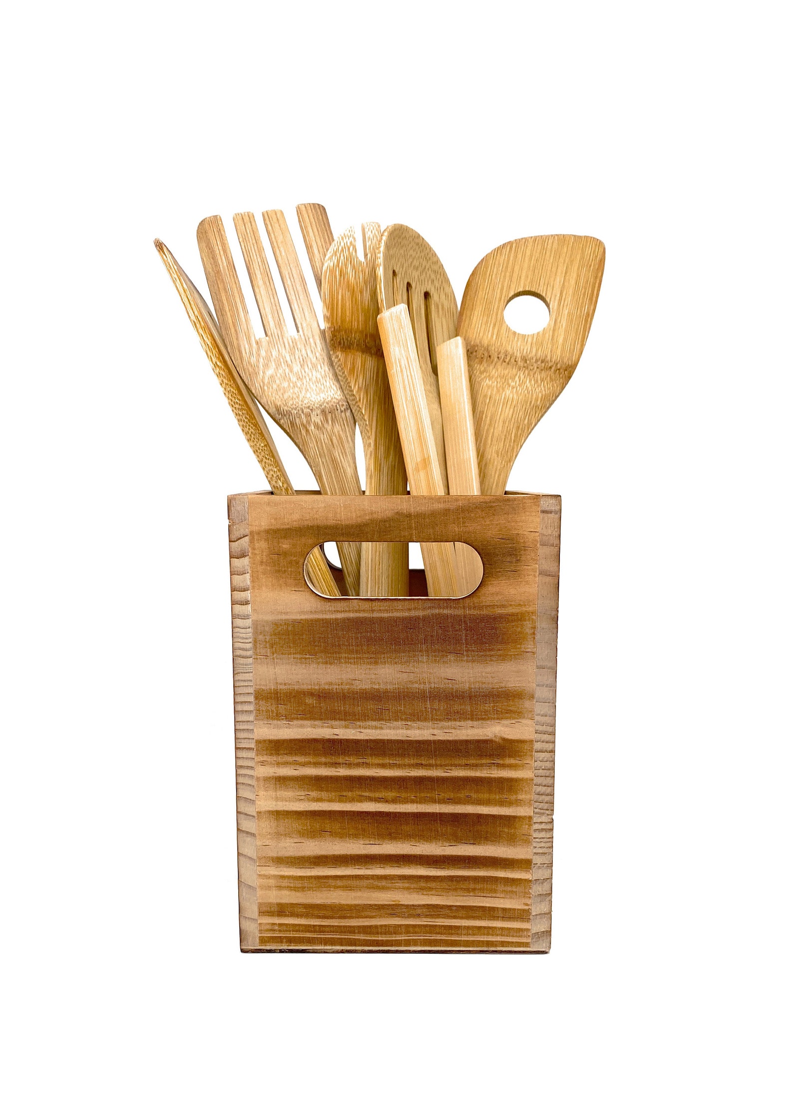 Utensil Holder in Rustic Wood for Countertop Organizer and Etsy
