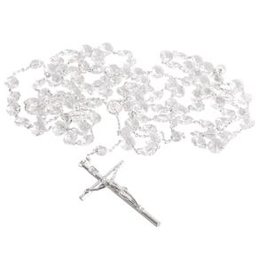 Lazo de Boda Wedding Lasso with Crystals Oversized Rosary with Crucifix for Traditional Wedding Ceremony, Bridal Unity Cord, Gift, Silver