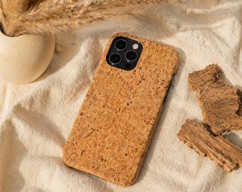 Funda para iPhone de REAL CORK, de madera sostenible, minimalista, neutra, protectora, fina y antideslizante.