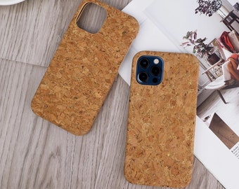 Funda para iPhone de REAL CORK, de madera sostenible, minimalista, neutra, protectora, fina y antideslizante.