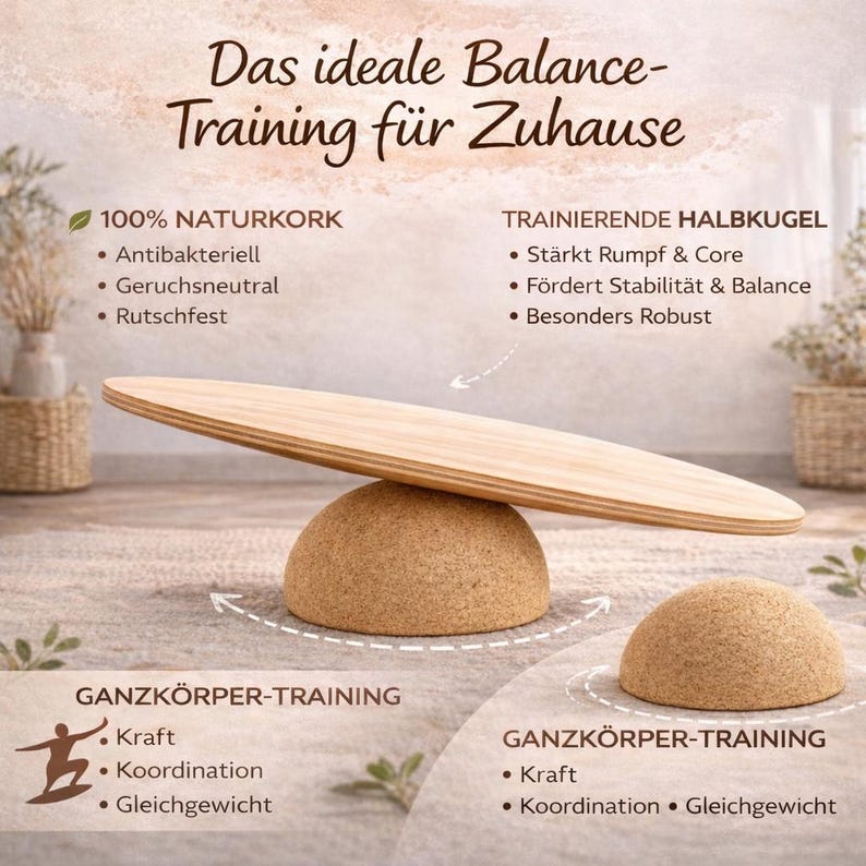Kork Halbkugel 30cm für Balance Boards und Fitness für besseres Gleichgewicht