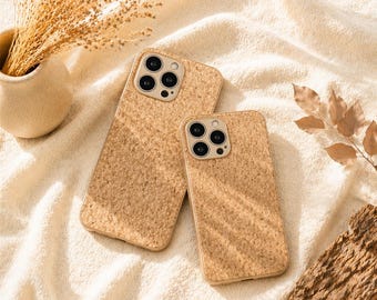 Minimalistyczne etui na iPhone'a z korka, smukłe, ekologiczne etui z drewna, antypoślizgowe, naturalne, wegańskie etui ochronne na telefon, wyjątkowe etui na iPhone'a 11-16