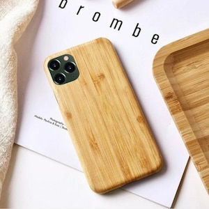 Natural Wood Design Eco Bamboo iPhone Case, Shockproof Biodegradable Wood Phone Cover, Sustainable iPhone 16, 15, 14, 13, 12, 11, X, XS Case