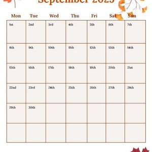2025 Seasonal Calendar Printable/Digital Download