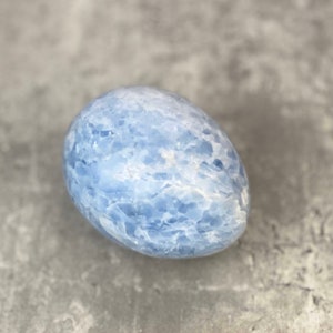 Genuine Blue Calcite Large Crystal Egg Palm Stone for Meditation