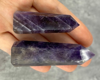 Set von 2 kleinen Amethyst Obelisk Kristall Türmen