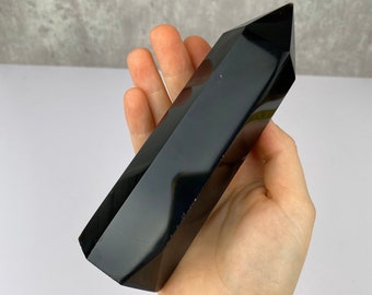 Black Obsidian Obelisk Genuine Natural Crystal Tower