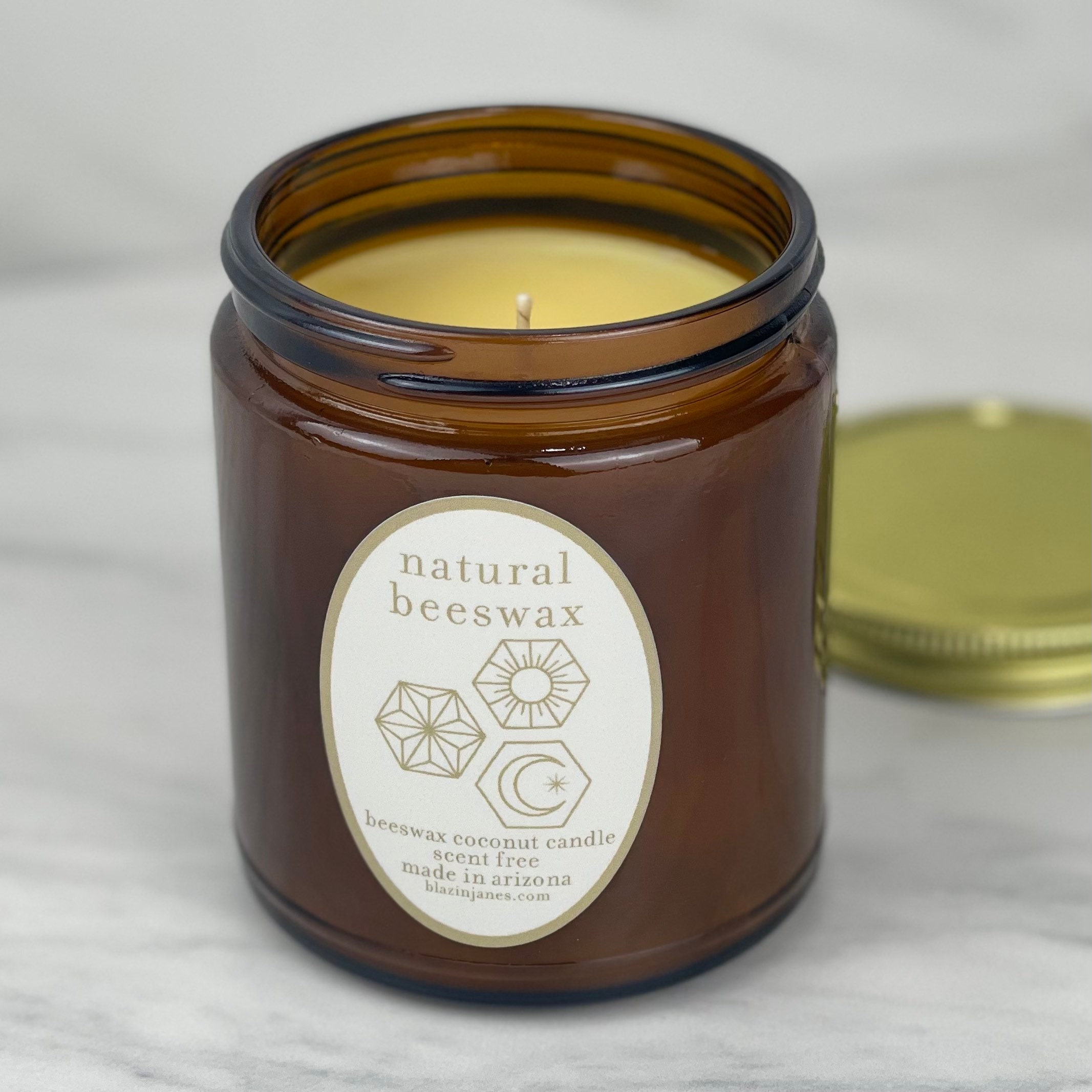Beeswax Candle 9oz Unscented Organic Air Purifying Candle