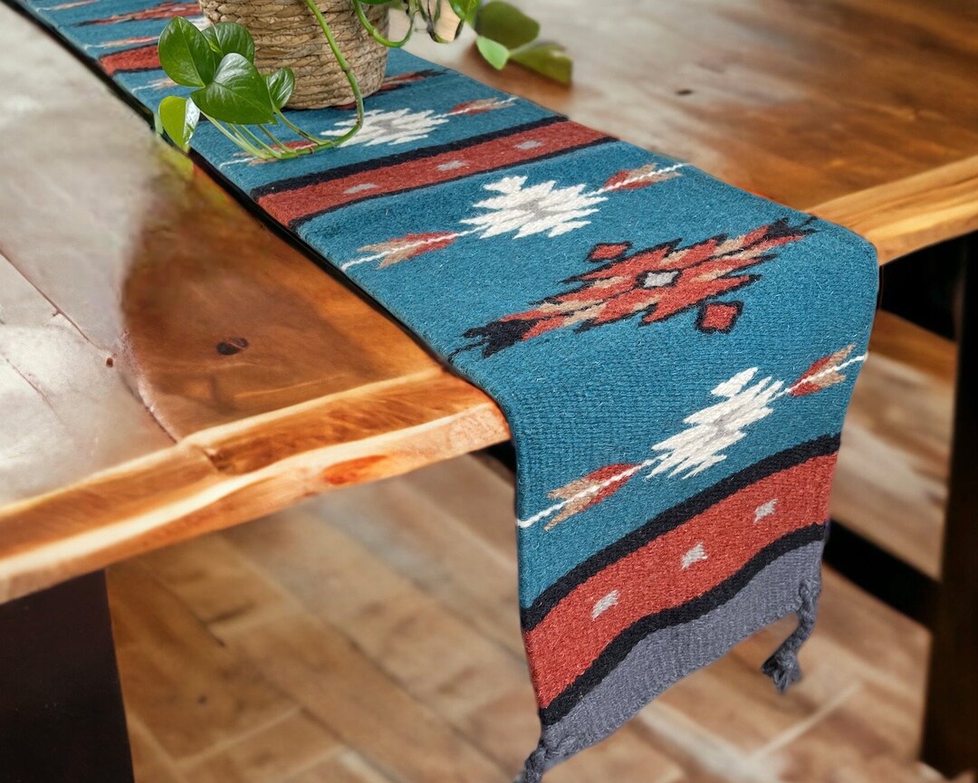 Wool Table Runners, Choose Your Color 10 X 80 Boho Aztec House Warming