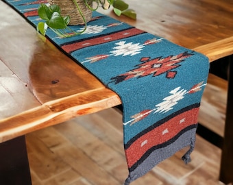 Wool Table Runners, Choose Your Color 10" x 80" Boho Aztec House Warming Gift, woven southwest placemat