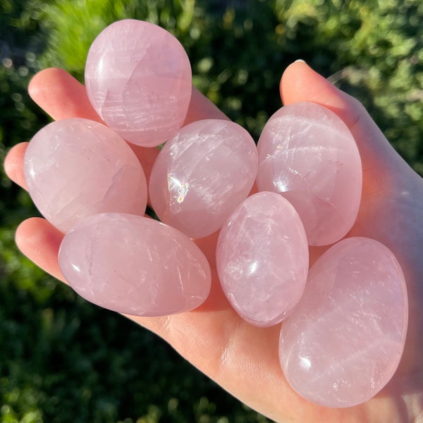 Large Tumbled Rose Quartz Natural Palm Stones