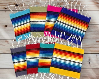 Ensemble de 5 sous-verres de couverture Choisissez votre couleur 6"x6 » Boho Serape Aztec Table Rug House Warming Gift, ensemble de tapis de tasse