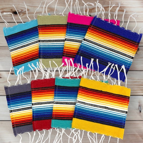 Set of 5 Blanket Coasters Choose Your Color 6"x6" Boho Serape Aztec Table Rug House Warming Gift, mug rug set