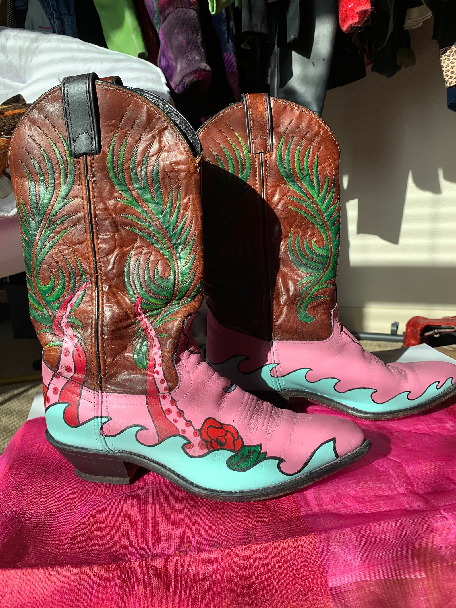 Hand Painted Vintage Cowboy Boots | Etsy