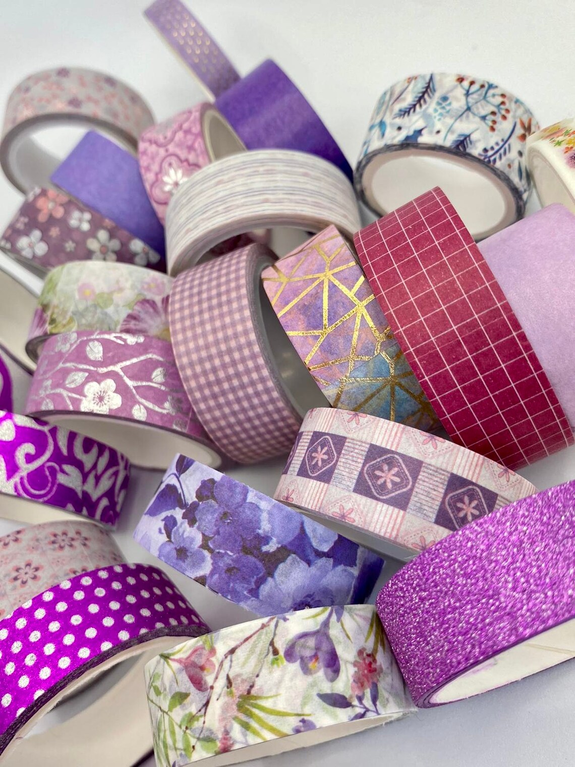 6 Purple Washi Tape Bundle Patterned Washi Tape Set Washi Etsy UK