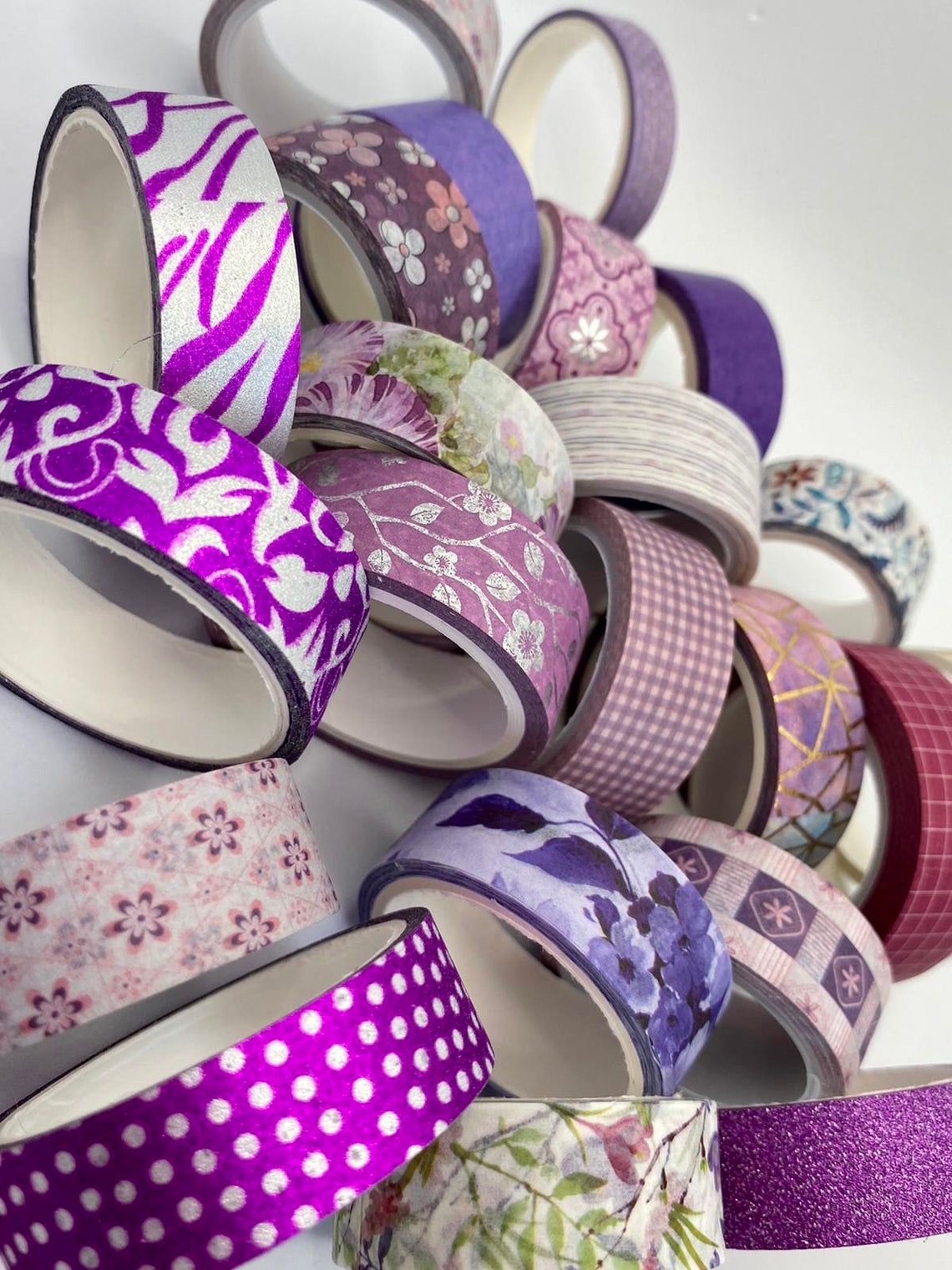 6 Purple Washi Tape Bundle Patterned Washi Tape Set Washi Etsy UK