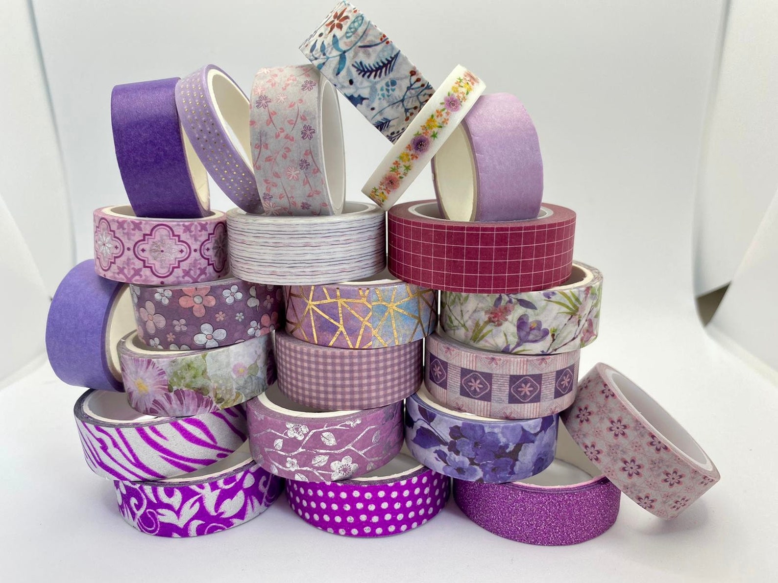 6 Purple Washi Tape Bundle Patterned Washi Tape Set Washi Etsy UK