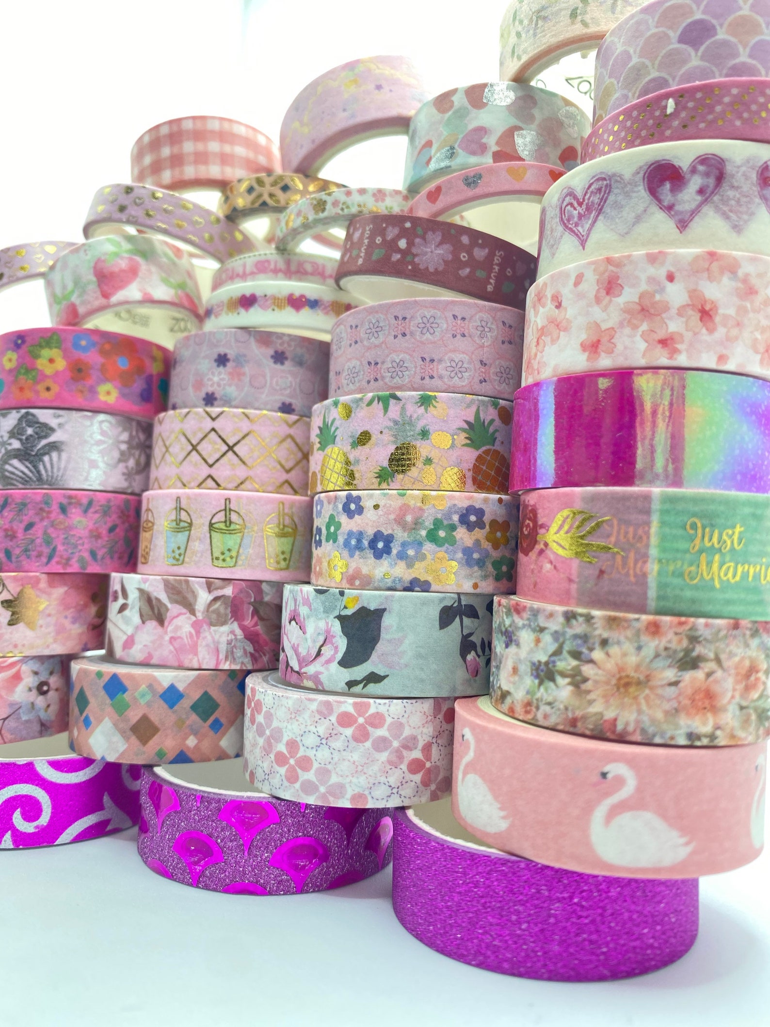 1 Pink Washi Tape Bundle Patterned Washi Tape Set Washi Tape Etsy
