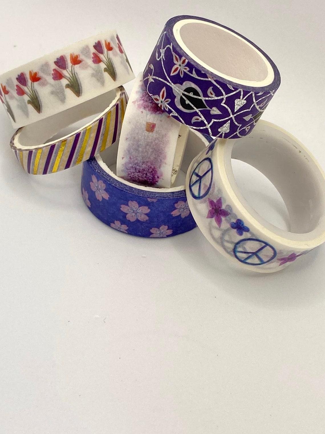 6 Purple Washi Tape Bundle Patterned Washi Tape Set Washi Etsy UK