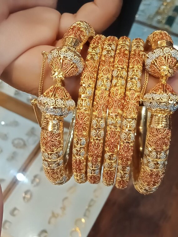 22K Gold Bangles Real Gold Gold Bangles Gold Necklace Etsy