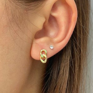 925 Sterling Silver Chain Stud Earrings | 18k Gold Plated | Chain Link | Curb Chain | Handmade
