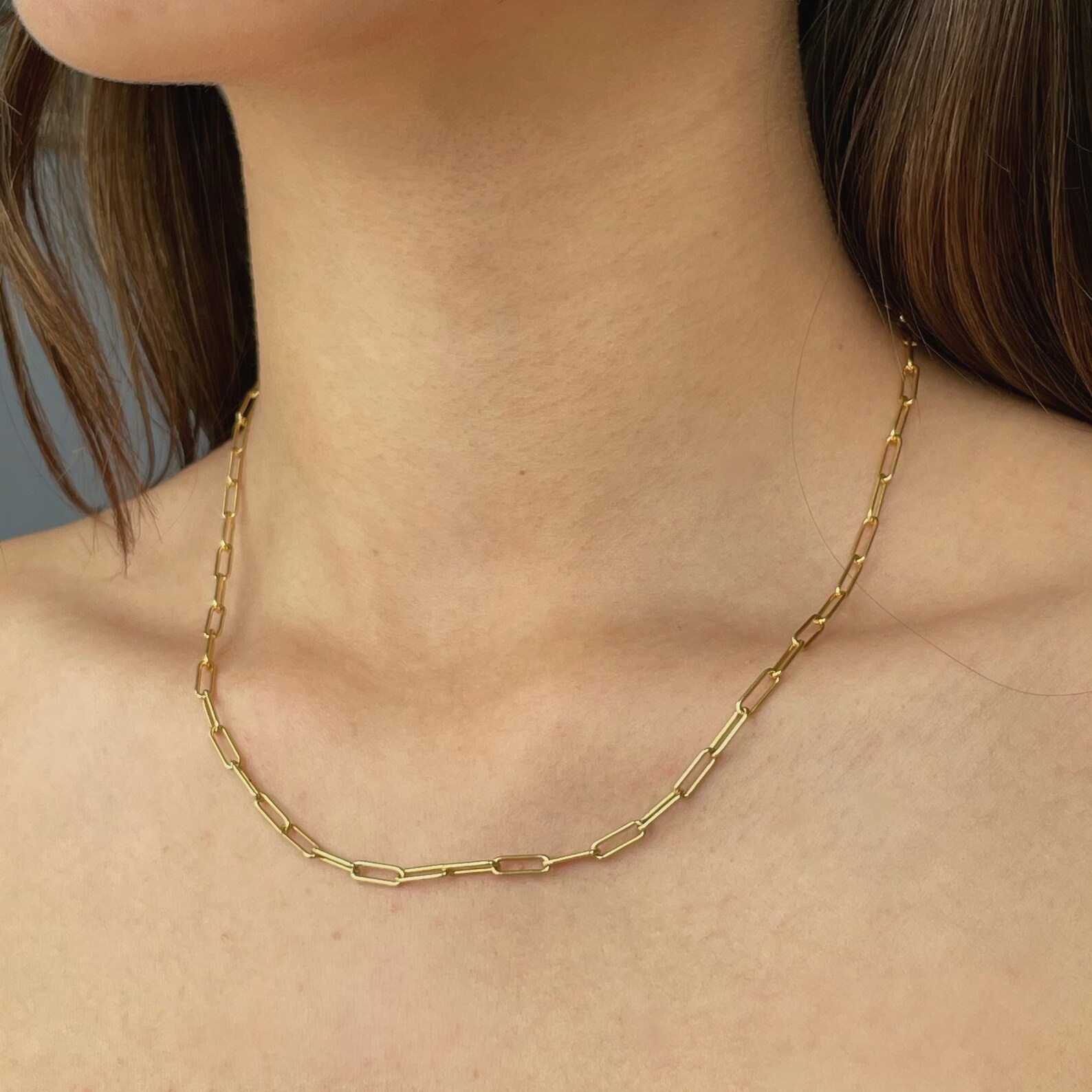 Paper Clip Necklace 18k Gold Necklace 925 Sterling Silver Etsy