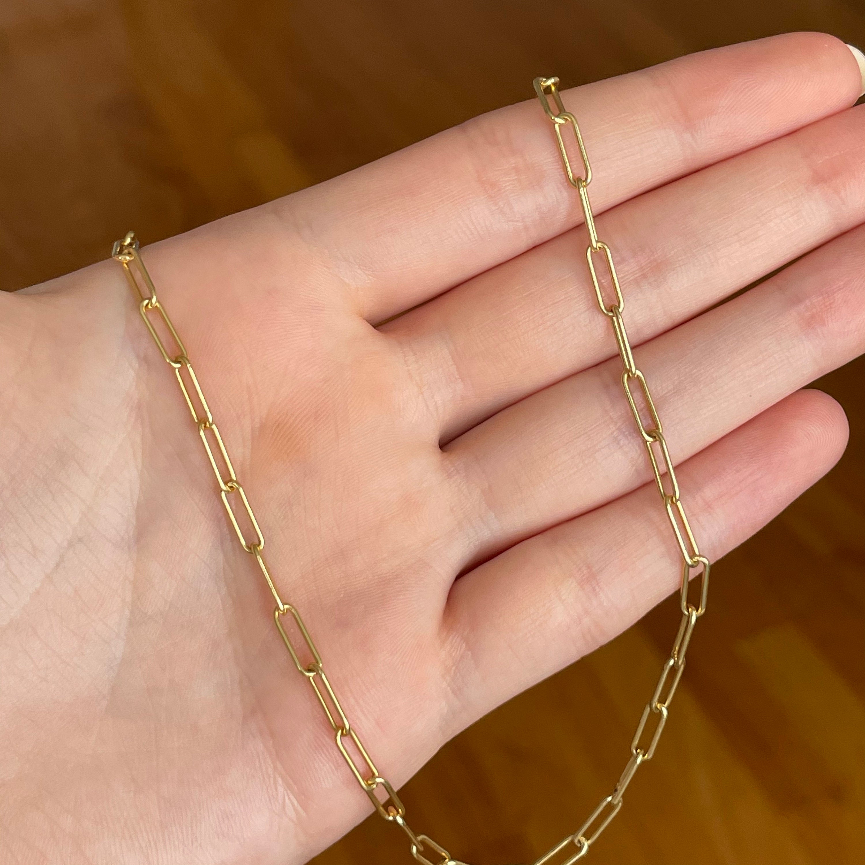 Collier chaîne trombone ondulée : argent sterling ou plaqué or, 18 pouces