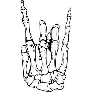 Skeleton Hand Illustration, Vector, SVG, Download, Skeleton Rock On, Rock On Illustration, Line Art image 2