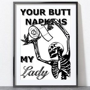 Your Butt Napkins, My Lady Digital Illustration, Vector Image, SVG, Downloadable, Printable, Black and White Art, Minimalistic Art