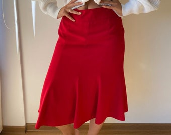 Vintage Vianni midi red skirt for women M size, 90s vintage cherry red skirt, Midi retro 1990s womans skirt, Vintage clothing