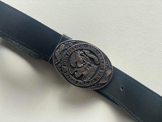 Vintage 1991 Texas Sterling Collection Black Leather Belt  display picture 3