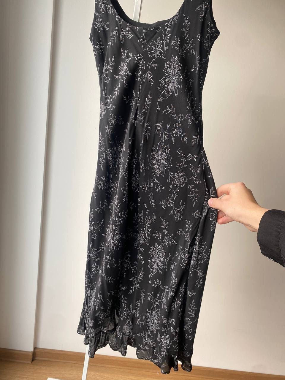 Ann Taylor Vintage 100% Silk Black Floral Evening Dress XS