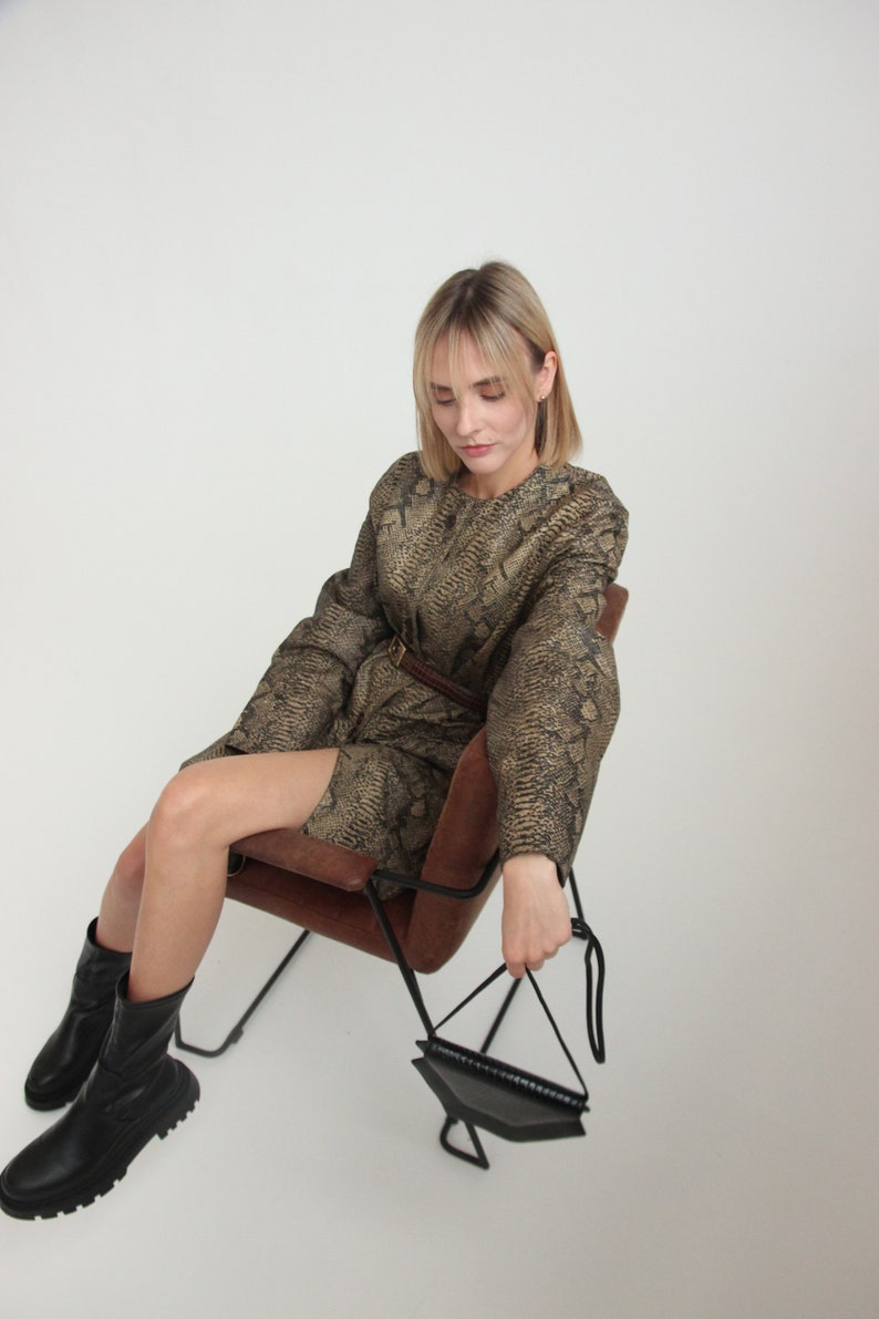 Begedor Italia Genuine Leather Woman Jacket, 80s Vintage Blazer snake pattern, Rare Jacket EU 40 snake skin vintage leather blazer for women image 1