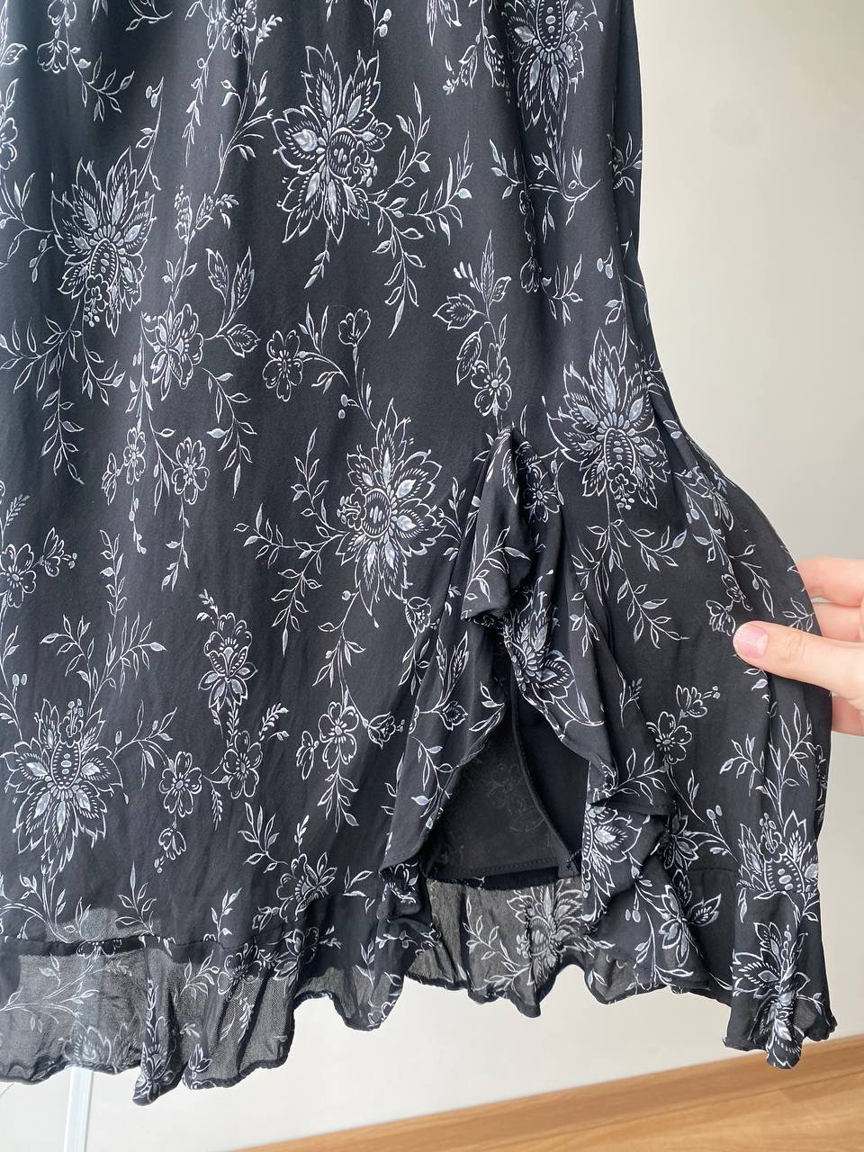 ann taylor black floral dress Asymmetrical Sleeveless Maxi Dress with Ruffles main image 0