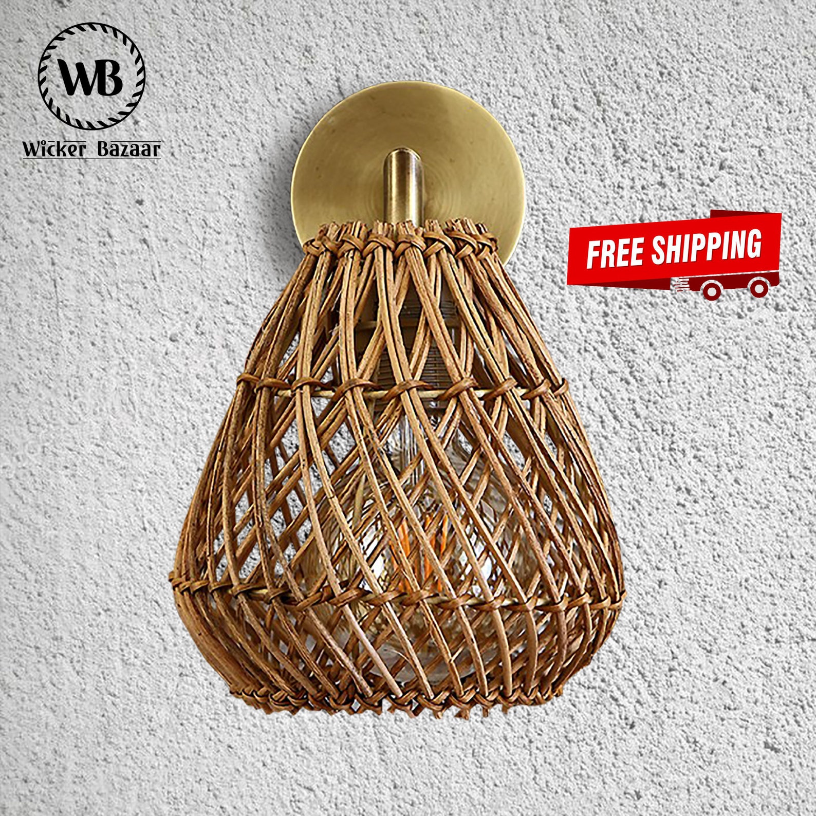 Rattan Wall Lamp Wall Lights Wicker Wall Lamp Rattan Etsy