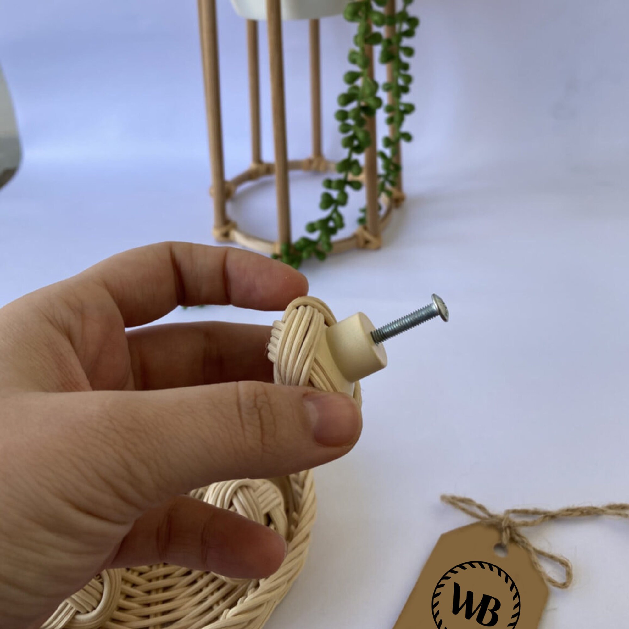 Straw Boho Drawer Pull Rustic Rattan Knob Wicker Drawer Etsy